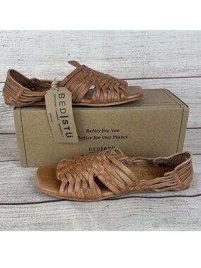 BED|STU Women's Woven Leather Huarache Sandals in Cognac Brown